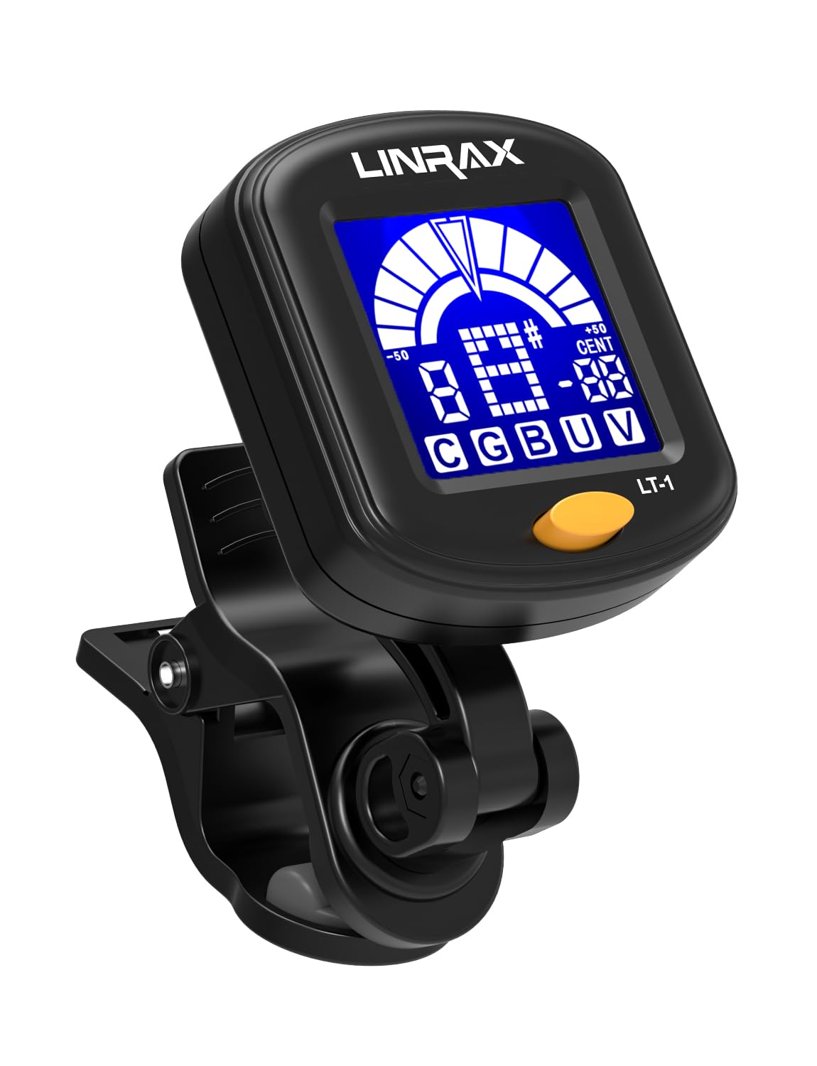 Linrax LT-1 Guitar Tuner, Clip On Tuner for Guitar Bass Ukulele Violin Viola Banjo Mandolin, Chromatic Tuner with 360° LCD Display, Digital Tuner for Stringed Instruments, Guitar Accessories, Black