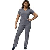 ANGIE UNIFORMS YOGAFLEX - TALL & PETITE. Soft & Stretchy Scrub Set for Women. 2-Pocket Top and 5 Pocket Pants. Modern Fit.