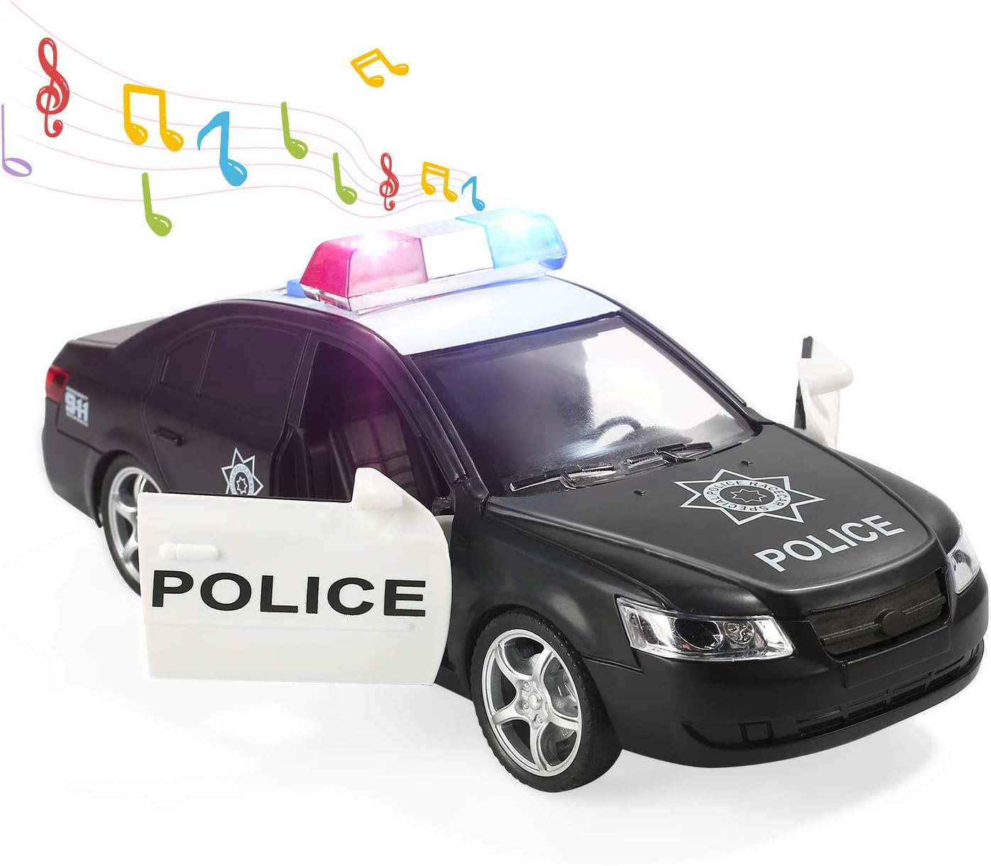 Fire Truck, Construction Truck, Police Car and Garbage Truck with Sound and Light, Pull Back Cars Push and Go Cars Friction Powered Play Vehicles for Toddler Boys and Girls: Toys & Games