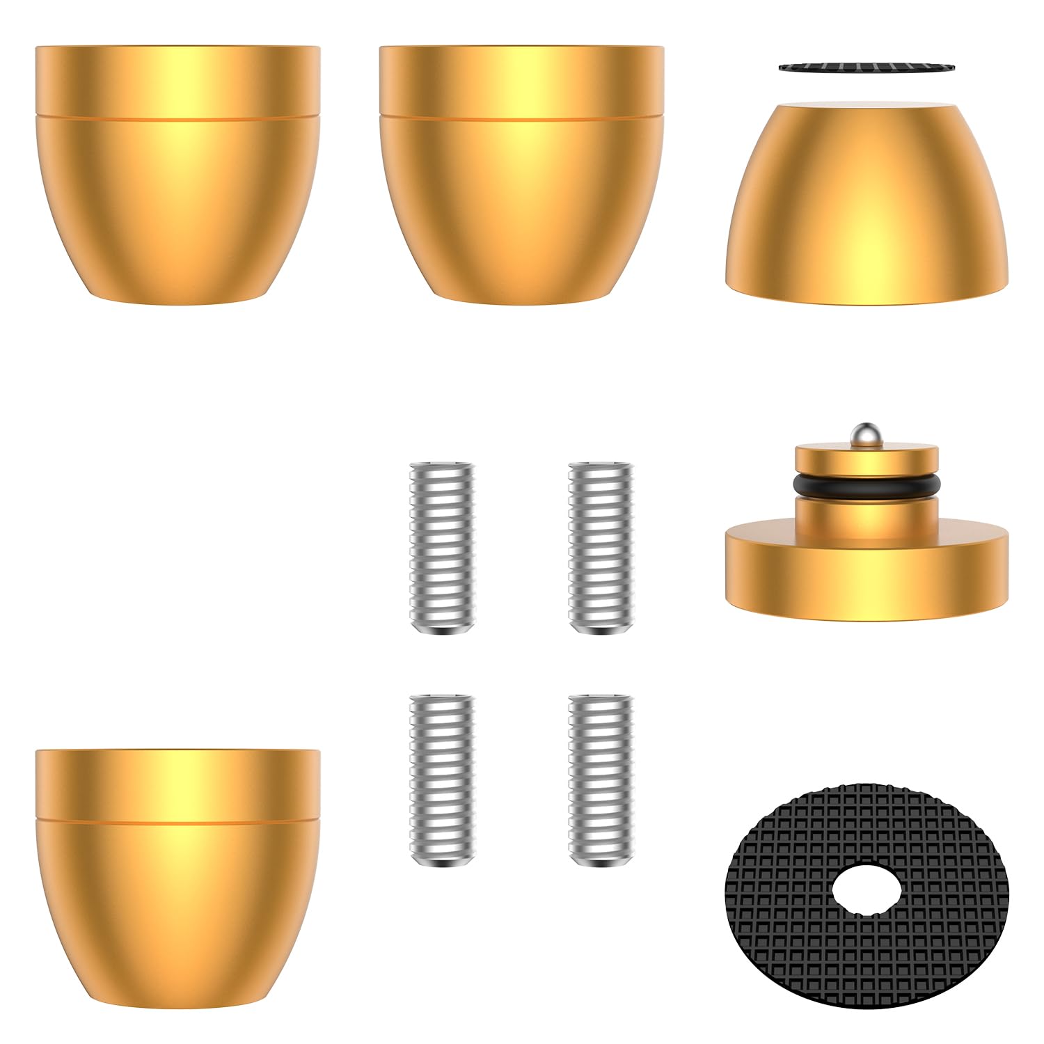 Tertullus 4 Sets Aluminum Subwoofer Speaker Feet Gold With Shock-Absorbing Beads,30×33mm Hifi Turntable Adjustable Feet For Hifi Devices Amplifier Turntable Dac Recorder Cd