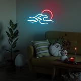Anywin Wave Neon Sign Sunrise Sunset LED Wall Decor USB Battery Powered view 2