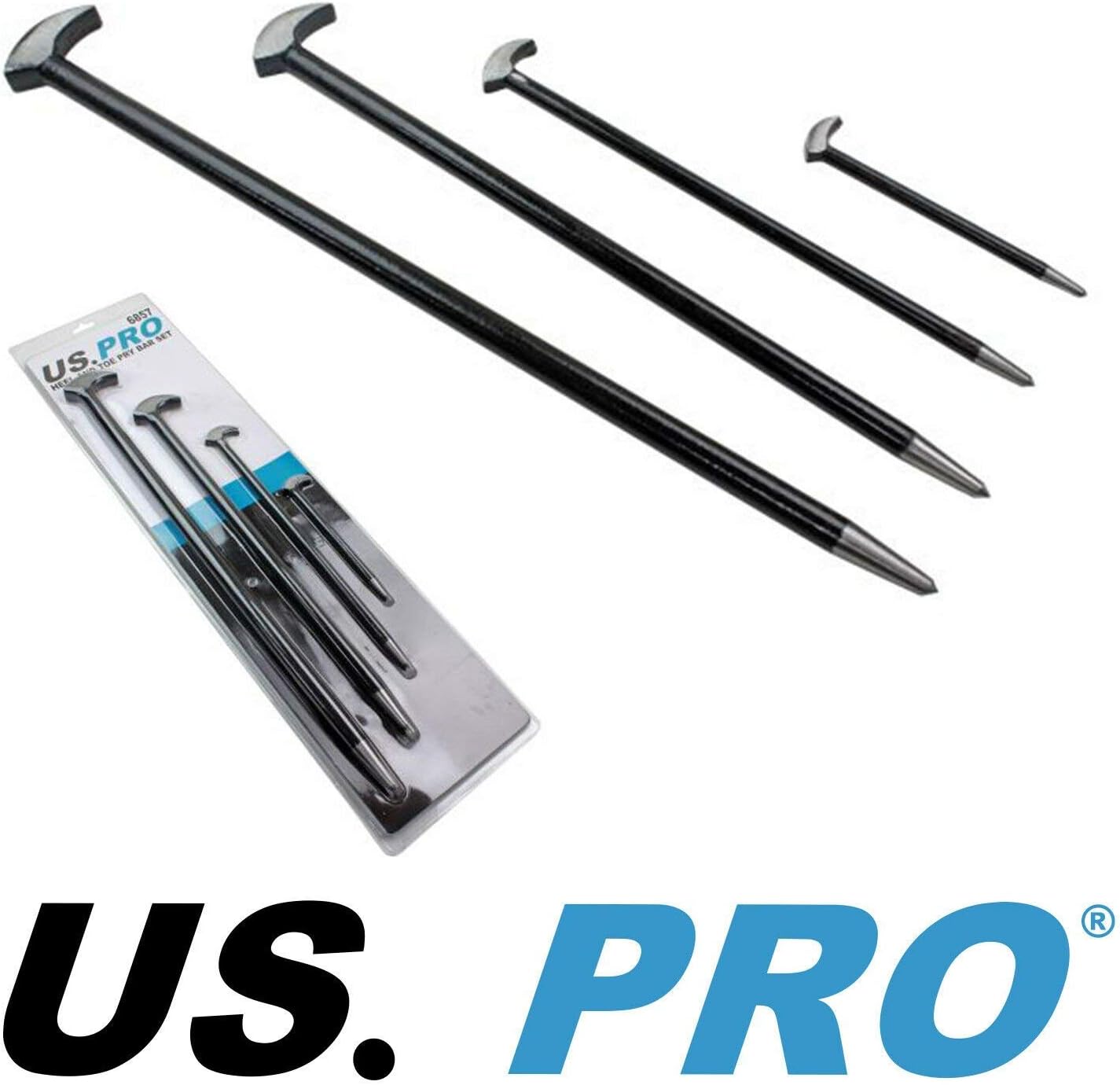 US PRO Tools 4pc Heel Bar Set Podgers Pry Bars Toe 150, 300, 400, 500mm