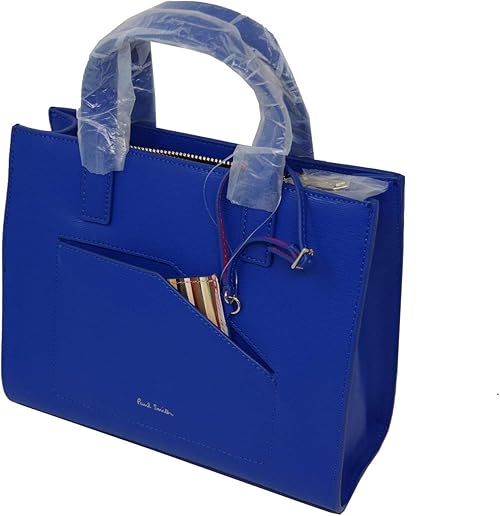Amazon ポールスミス Paul Smith レザーハンドバッグ ショルダーバッグ マルチストライプ パスケース付き ブルー レディース 本革 R ハンドバッグ