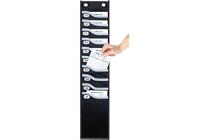 ALSLEA Oxford Time Card Rack 10 Slots Extra-Wide Wall-Mounted Organizer for Standard Time Cards, Prevents Jamming, Black Pocket Chart for Small Businesses, Offices, Retail