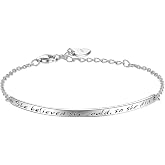 Billie Bijoux 925 Sterling Silver Bracelet Engraved Inspirational Bracelet | Bracelet for Women Adjustable Bracelet Friendship Sister &ldquo;She Believed She Could So She Did&rdquo; 8.6 inches