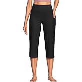 ISEEGZ 15"/ 18"/ 21" Capri Pants for Women High Waist with Pockets Women's Capris Workout Yoga Pants Loose Straight Leg