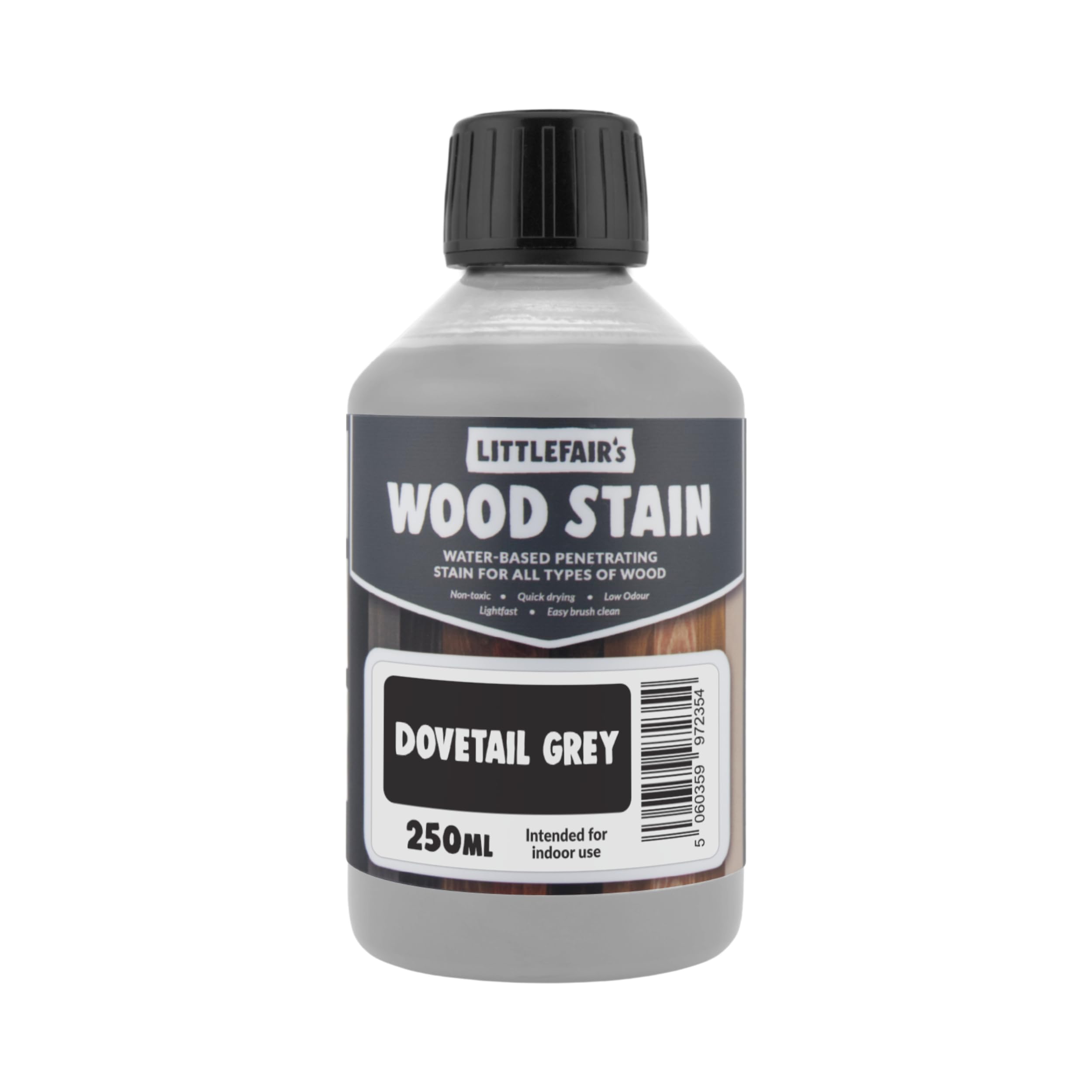 Littlefair's Wood Stain Water-Based - (Dovetail Grey) – Non-Toxic, Eco-Friendly & Quick Drying - Easy-to-Apply, Concentrated Formula for All Wood Types – 250ml