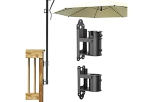 Antsky Patio Umbrella Holder, Stainless Steel Outdoor Umbrella Mount Bracket for Deck Railing, Adjustable Base Width (Fit MAX OD1.95 inch)