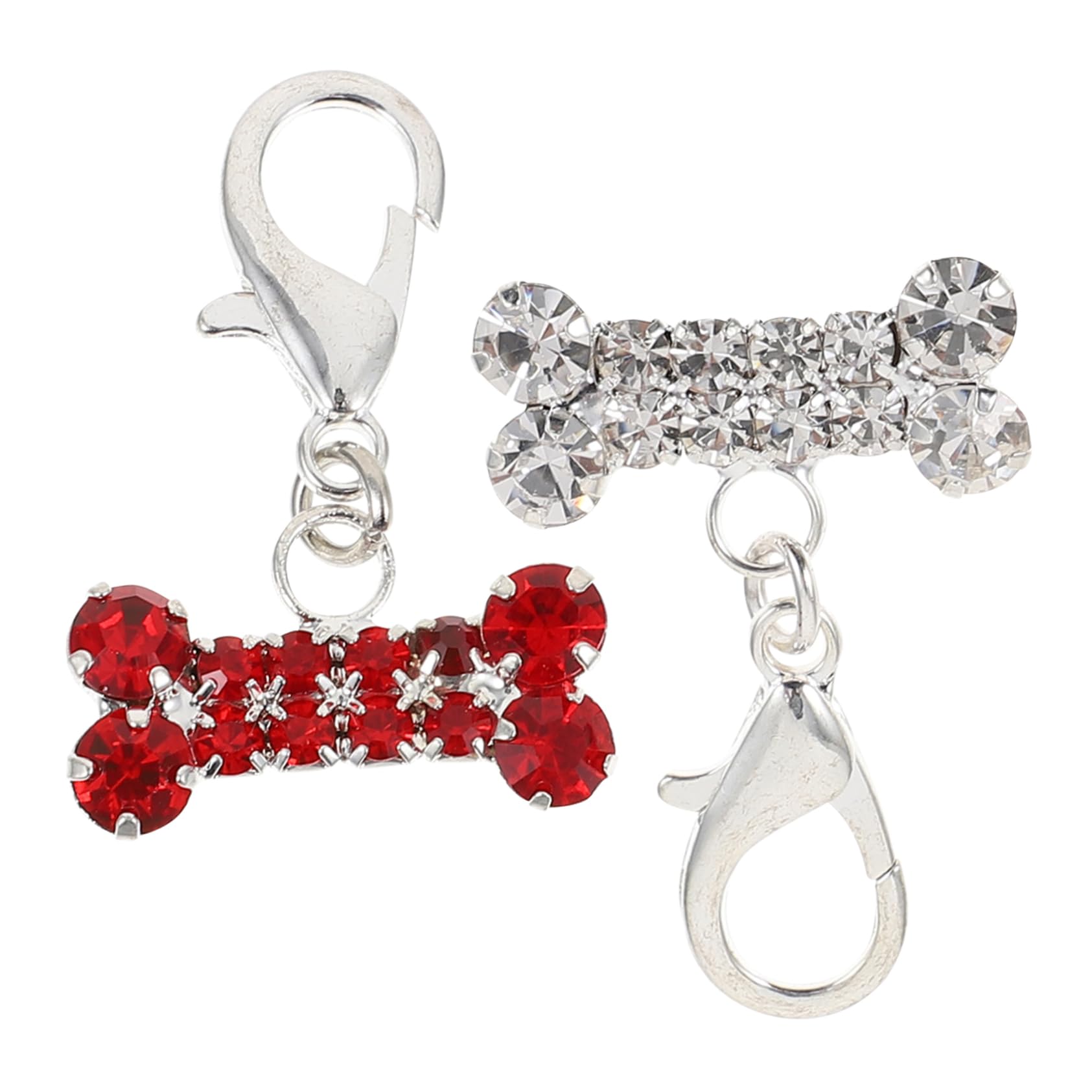 IWOWHERO 2Pcs pendant dog collar attachment pet collar adornment pearls necklace key holder for purse Dog Collar Charms Crystal Keychain Pet Collar Rhinestone Hangings Collar Accessory