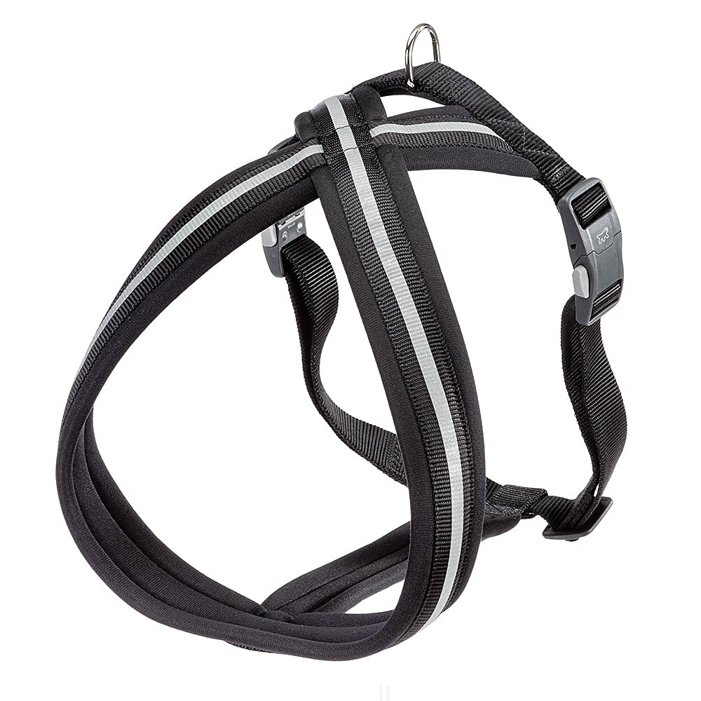 Ferplast Dog Harness DAYTONA CROSS, Large Dog Harness in Nylon, Padded, Reflective and Adjustable. With Magnetic Buckle. Black