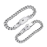 MYNENEY Lock Bracelet and Key Necklace Set Couples