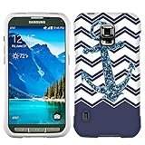 Samsung Galaxy S5 Active Chevrons Faux Glitter Anchor Navy Case