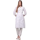 JG JAI GOVINDAM Indian Hand Embroidered Kurti for Women Chikankari Straight Cotton Long Kurti's Tunic Kurta Dreses for Women