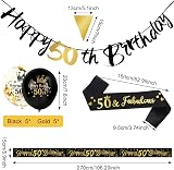 Yontree 14-Piece 50th Birthday Decoration Kit Gold Black Banner Balloons view 2