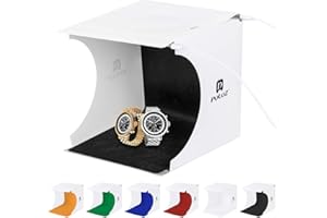 Qulable Photo Studio Box, Mini Photo Shooting Tent Kit, Foldable Photography Lighting Softbox with 6 Colors Photography Backdrops for Advertising Photography Lighting Tool (20 cm Light Box)