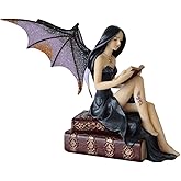Comfy Hour Fairyland Collection 9” Reading Book Dark Fairy Witch Figurine, Home Decoration and Collectibles, Polyresin