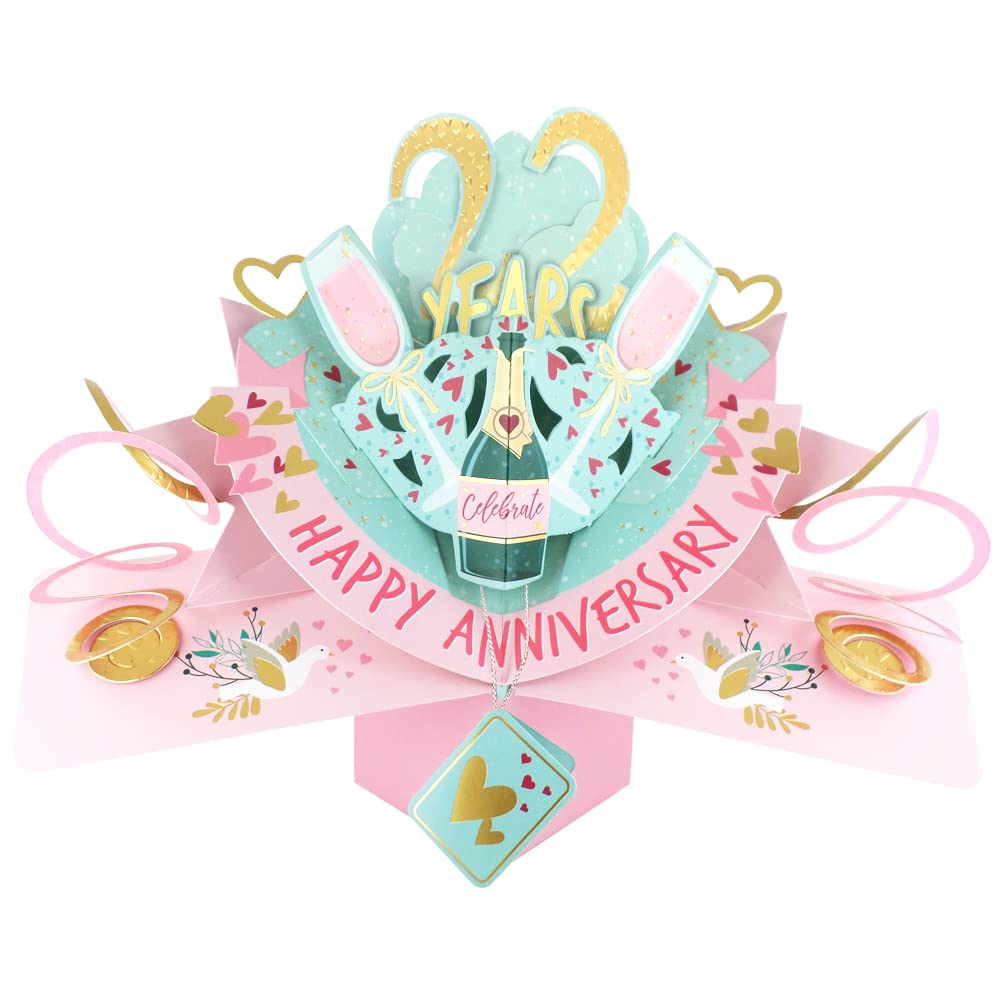 22 Years Happy 22nd Anniversary Pop-Up Greeting Card Love Kate's 3D Pop Up Cards POP216MC22