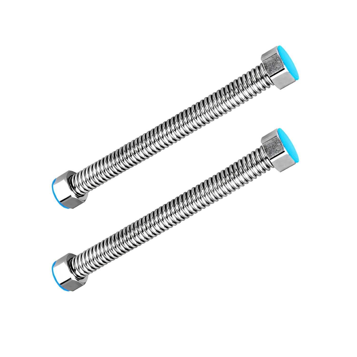 Qrity 2 Pieces G1/2" x G1/2" Stainless Steel Corrugated Pipes, 10CM Flexible Pipe Connector, Bendable and Holds Its Shape, Anti-Burst Water Pipe for Kitchen Bathroom