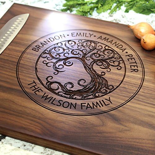 Personalized Cutting Board, Custom Mother's Day, Family or Birthday Gift Idea, Wood Engraved Charcuterie, for Friends and Clients, Family Tree Design 025