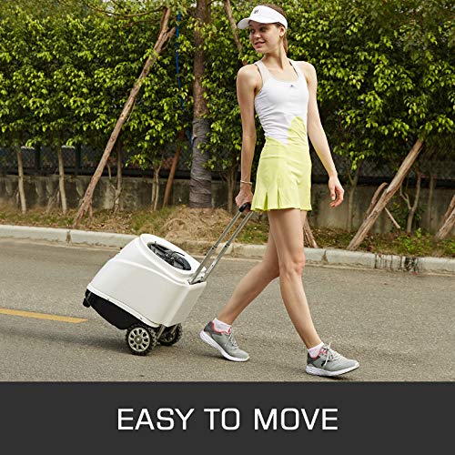 Happibuy Portable Tennis Ball Machine-APP Control Count-5 Out Modes-29 Out Lines-Custom 1-20 Point-Adjust 20-140 km per h-40 Pounds-Lasting 6-8 Hours-150-Ball Capacity (TS-03)