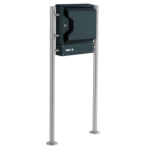 Standbriefkasten Chicago EDITION Modell 151-7016 mit Zeitungsfach, Klingel- Gegensprechteil - Edition Edelstahl - Anthrazit-G