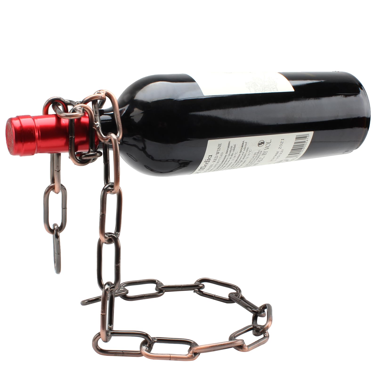 TBWHL Novelty Magic Wine Bottle Holder Floating Steel Link Chain Wine Bottle Rack/Holder - Holds Bottles in The Air (Brown)
