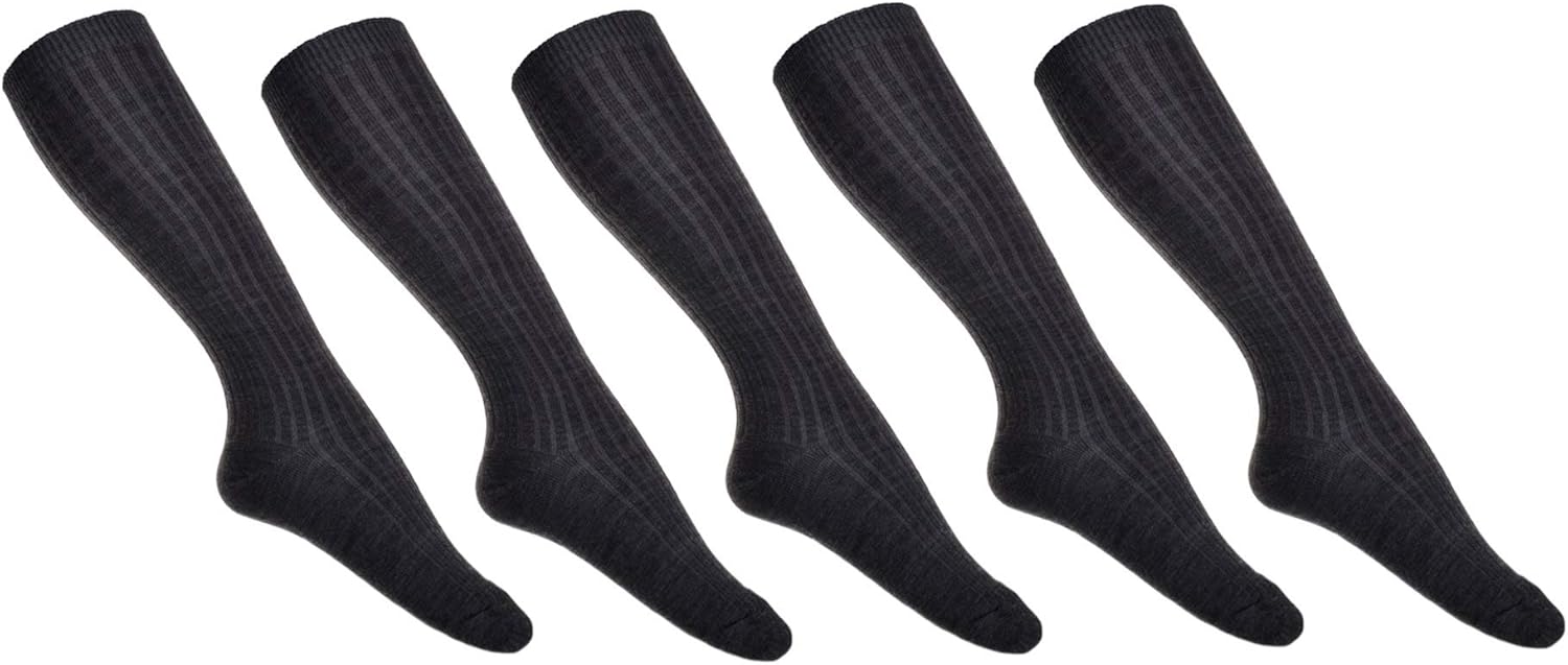 5 pairs of Grey Wool Knee High School socks Amazon.co.uk Clothing