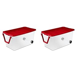 Sterilite 2 Pack Wheeled Storage Box, Large Clear
