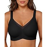 VRVOCIE Wireless Bras for Women No Underwire Crossover V Mesh Seamless Supportive Bralettes Full Coverage Everyday Bra