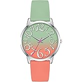 Bisley 37MM Women Watch Patchwork Silicone Watch Big Face Easy to Read Waterproof Watch