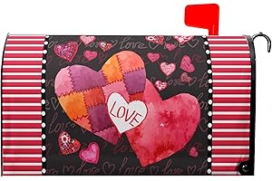 Granbey Valentine's Day Mailbox Covers Magnetic Love Hearts Buffalo Plaid Mailbox Cover Standard Size 18x21in Valentines Mailbox Wraps Post Letter Box Cover Decor for Home Outdoors