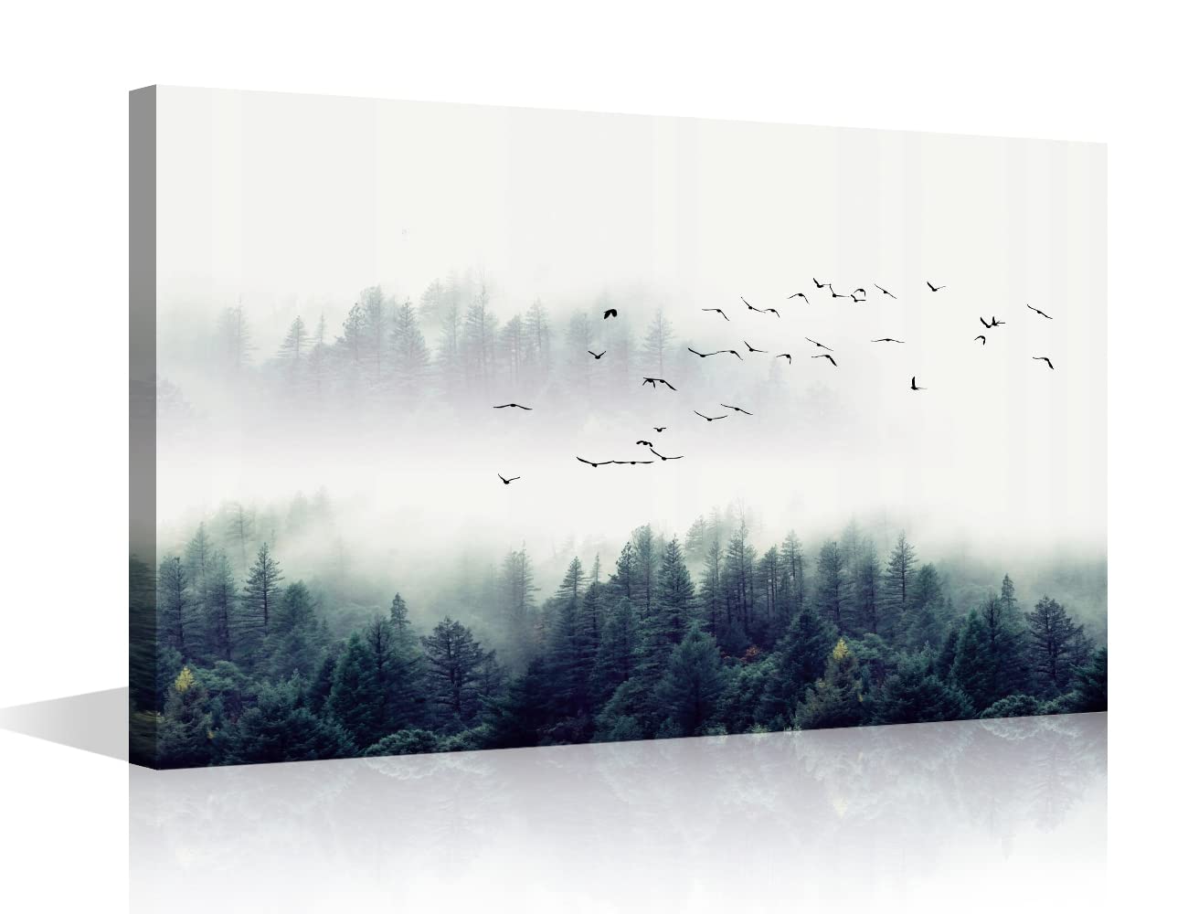 Gallery Foggy Forest Picture Wall Art Landscape Painting Misty Pine Trees Artwork Print on Canvas for Office Living Room Bedroom Decoration 12x18inch (30x45cm) — image 1