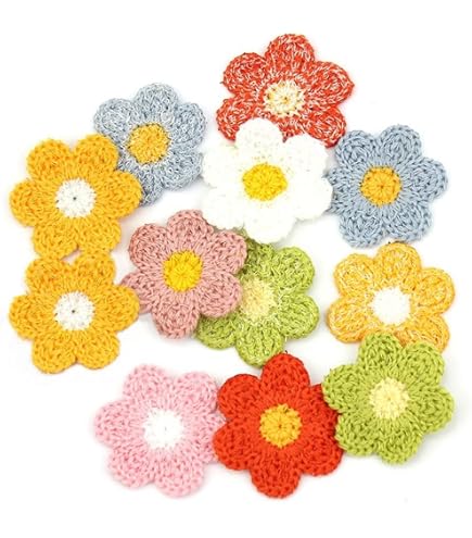 Lot De 20 Fleurs Au Crochet Noires Avec Perle Centrale - CraftbuddyUS - Pour Couture DIY, Customisation