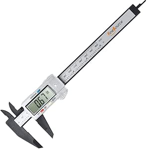 Amazing Tools Caliper-01 Electronic Digital Caliper Inch/Metric Conversion 0-6 Inch/150 mm Carbon Fiber Gauge Micrometer Extra Large LCD Screen Auto Off Featured Measuring Tool, Silver