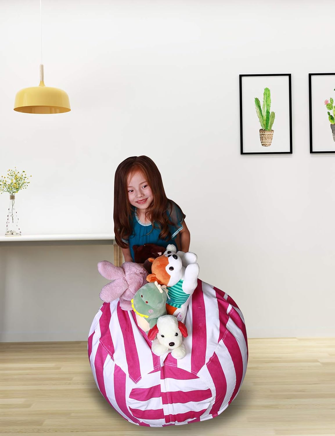 Toddlers Teens Grey White Stripe Great Eagle 38 X 38 Inches Extra Large 100 Organic Cotton Canvas Kids Stuffed Animals Toys Storage Bean Bag Chair Cover For Kids Bean Bags Toys Games