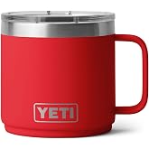 YETI Rambler 14 oz Ceramic Lined Stackable Mug, Rescue Red | Double-Wall Vacuum Insulated, Stainless Steel with MagSlider Lid