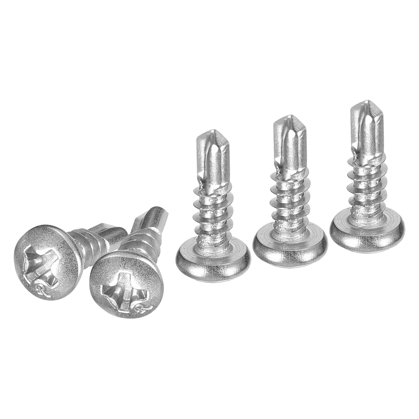 DTGN #6x1/2" Pan Head Self Drilling Screws - 100Pack - 410 Stainless Steel Phillips Drive Self Tapping Sheet Metal Screws