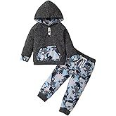 Bekarsy Toddler Baby Boy Clothes Fall Winter Outfits Long Sleeve Camouflage Dinosaur Hoodie Sweatshirt Tops Pants Set