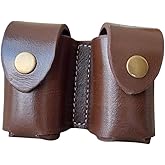 Double Speed Loader Pouch – Handmade Full Grain Leather Ammo Carrier – Fits .22 .38/.357 .44/45 Magnum Revolver Speedloaders – Western Style Dual Loader Case with Belt Loop
