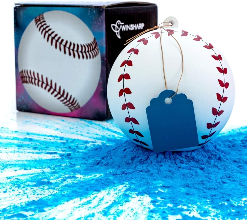 Amazon Com Gender Reveal Baseball Single Balls Exploding Pink And Or Blue Powder Baseballs Choose Your Ball Color Best Idea For Boy Or Girl Softball Baby Revealing Party Blue Sports
