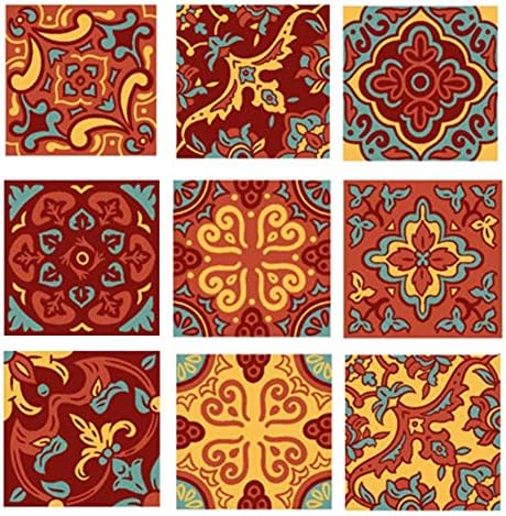 Zehui Trade Vintage PVC Tile Sticker 10 PC Waterproof Wall Stickers Turkish Style Wall Decor for Bedroom Kitchen Bathroom