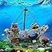 Sunyiny Aquarium Fish Tank Decoration Boat Resin Plastic Plant Ornament Perfect for 10 Gallon Miniature Terrarium Decor