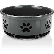 PawMeow Ceramic Dog Bowl - 5.5 Inch, 16 Oz Spill-Resistant Feeder For Small & Medium Dogs (Black) - View #2