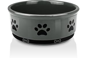 KPWACD Ceramic Pet Bowl for Dogs and Cats, Weighted Non-Slip Dog Bowls Food and Water Dish, Durable Pets Feeding Bowls Suitable for Small, Medium, and Large Dogs, Grey, 36 Oz