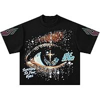 VIPWOLF Men's Y2K Graphic Tees Letter Short Sleeve Collared Zip Up