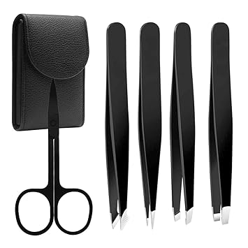Natuce 5pcs Professional Eyebrow Tweezers Set Stainless Steel