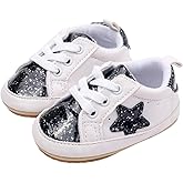 WaiHeikki Baby Sneakers Contrast Color Sequins Shoelace Soft Sole Non-Slip Infant First Walking Shoes for Spring Fall 0-18 M