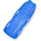 Slippery Racer Downhill Xtreme Flexible Adults and Kids Plastic Toboggan Snow Sled for up to 2 Riders with Pull Rope and Handles