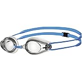 ARENA Tracks Unisex Junior Youth Essential Racing Swim Goggles Kids Swimmers Young Racers Anti-Fog Coated Non-Mirror Lens, Clear/Clear/Light Blue