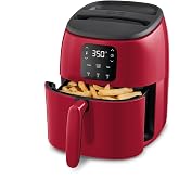 Dash Tasti-Crisp Digital Air Fryer, 2.6 Quart, Red | Small Compact Basket Style Air Fryer for One or Two People, Auto Shut Off, Adjustable Temperature, Dishwasher Safe Parts